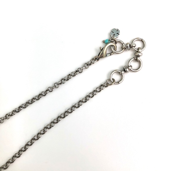 🎉HP🎉 LUCKY BRAND Faux Turquoise Silver Tone Feather Charm Necklace 18" NEW! - Picture 5 of 13